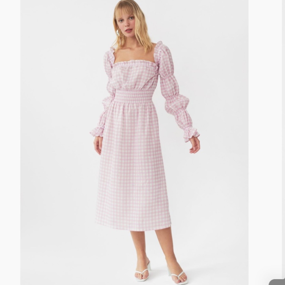 Linen daily sleeper pink gingham dress